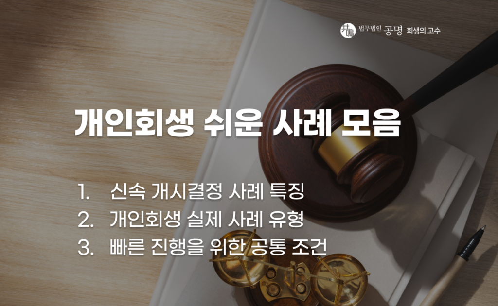 3개월 내로 빠르게 개시결정 받는 방법, 개인회생 절차를 쉽게 끝낸 실제 사례를 정리했습니다.
