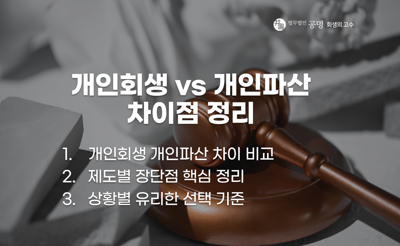 개인회생과 개인파산 차이 비교 설명 이미지