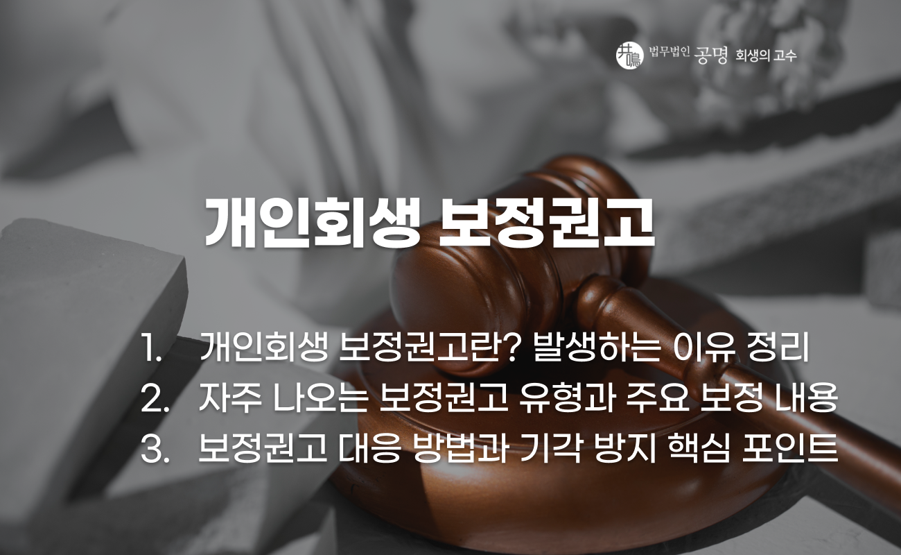 개인회생 보정권고 주요 유형과 대응 방법 설명 이미지