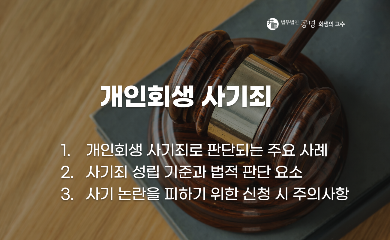 개인회생 과정에서 사기죄가 되는 사례 설명 이미지