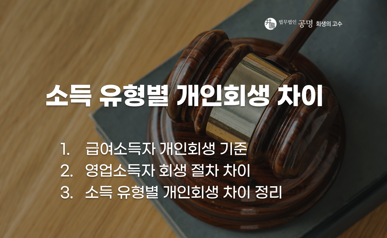 급여소득자와 영업소득자 개인회생 차이 설명 이미지