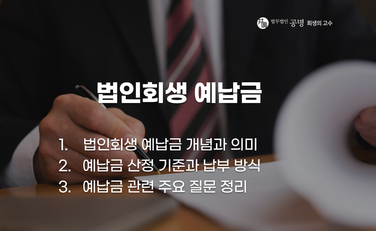 법인회생 예납금 개념과 비용 구조 설명 이미지
