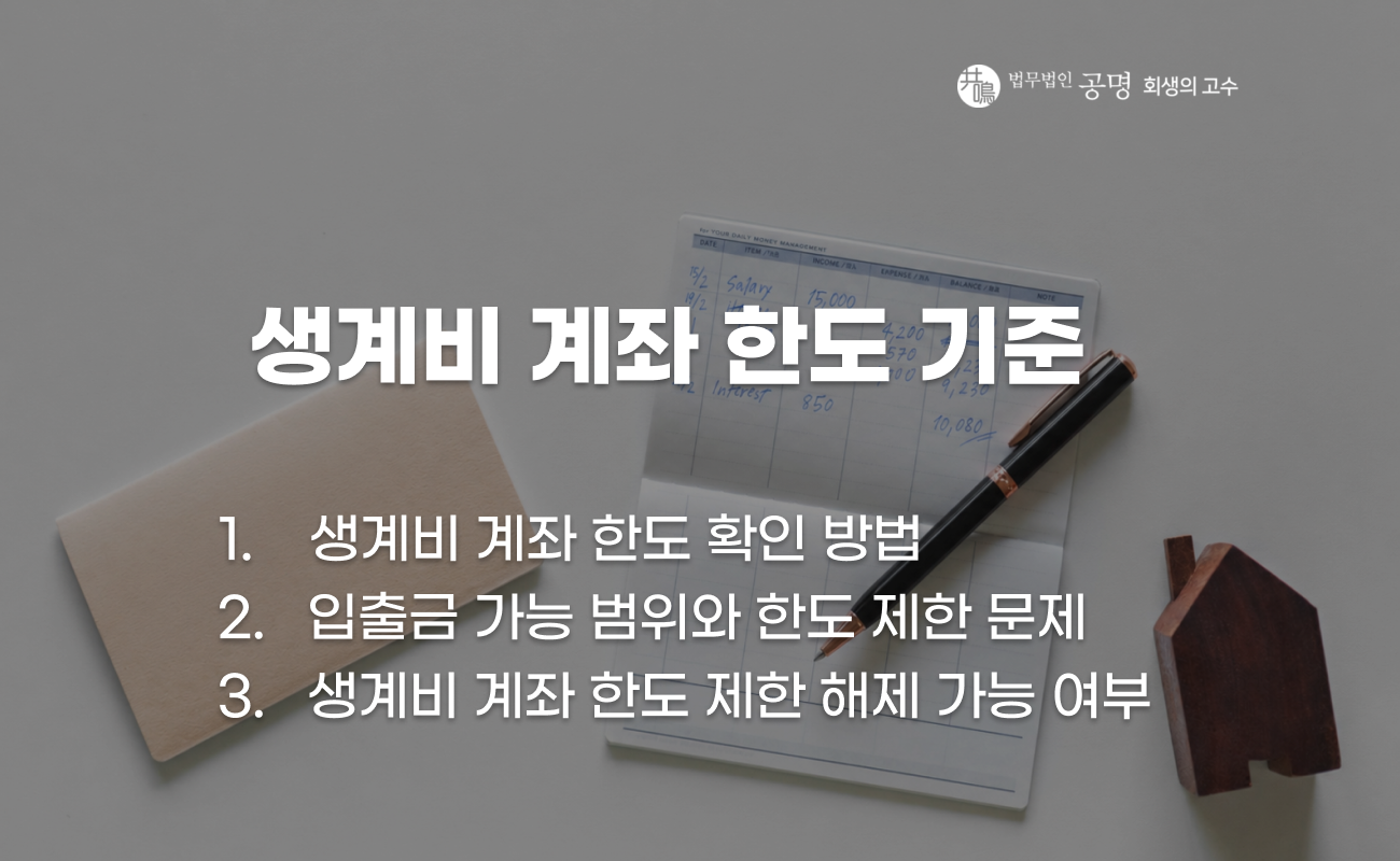 생계비 계좌 한도 기준과 월 입금 제한 및 사용 시 주의사항 설명 이미지