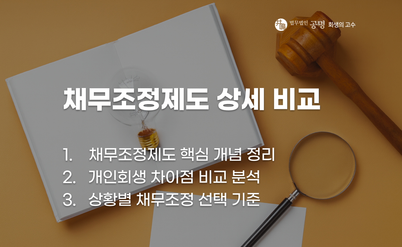 채무조정제도와 개인회생 차이 비교 설명 이미지