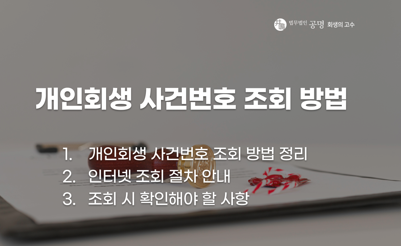 개인회생 사건번호 조회 방법 안내 이미지