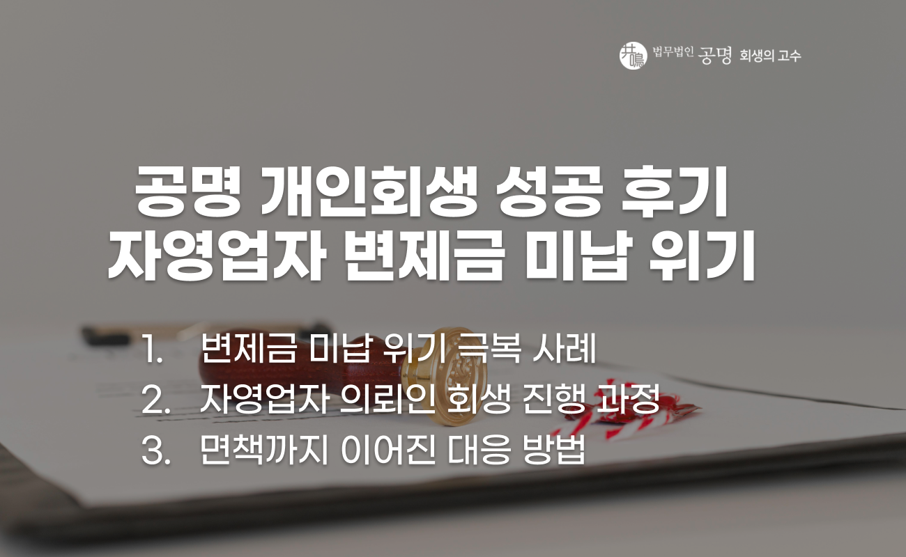 개인회생 변제금 미납 위기 극복 사례 설명 이미지