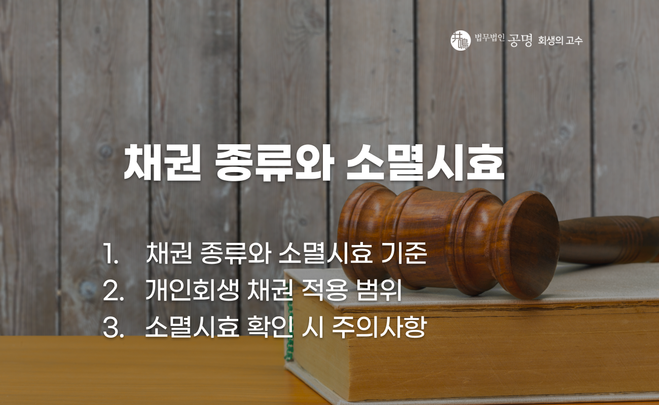 채권의 종류와 소멸시효 기준 설명 이미지
