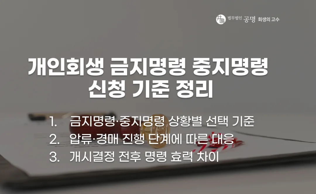 개인회생 금지명령과 중지명령 신청 기준