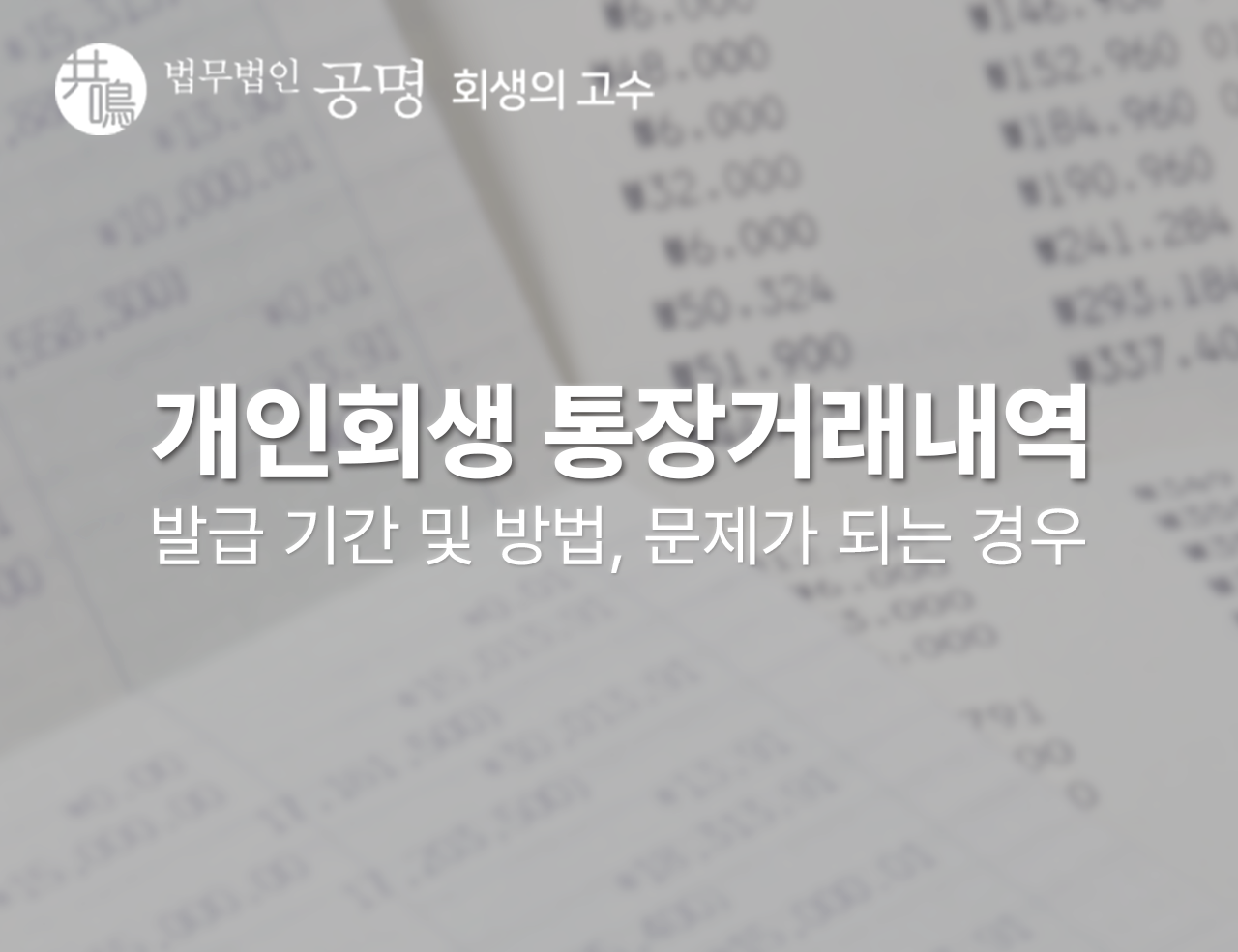 개인회생 통장거래내역 발급 방법, 문제가 되는 경우